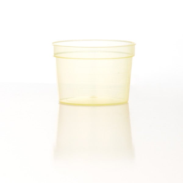 Medicinbägare 30 ml, bred, gul, plast