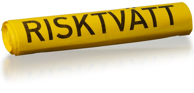 834574-F.jpg Risktvättssäck 125L
400/350x1150mm 70my, gul med tryck RISKTVÄTT