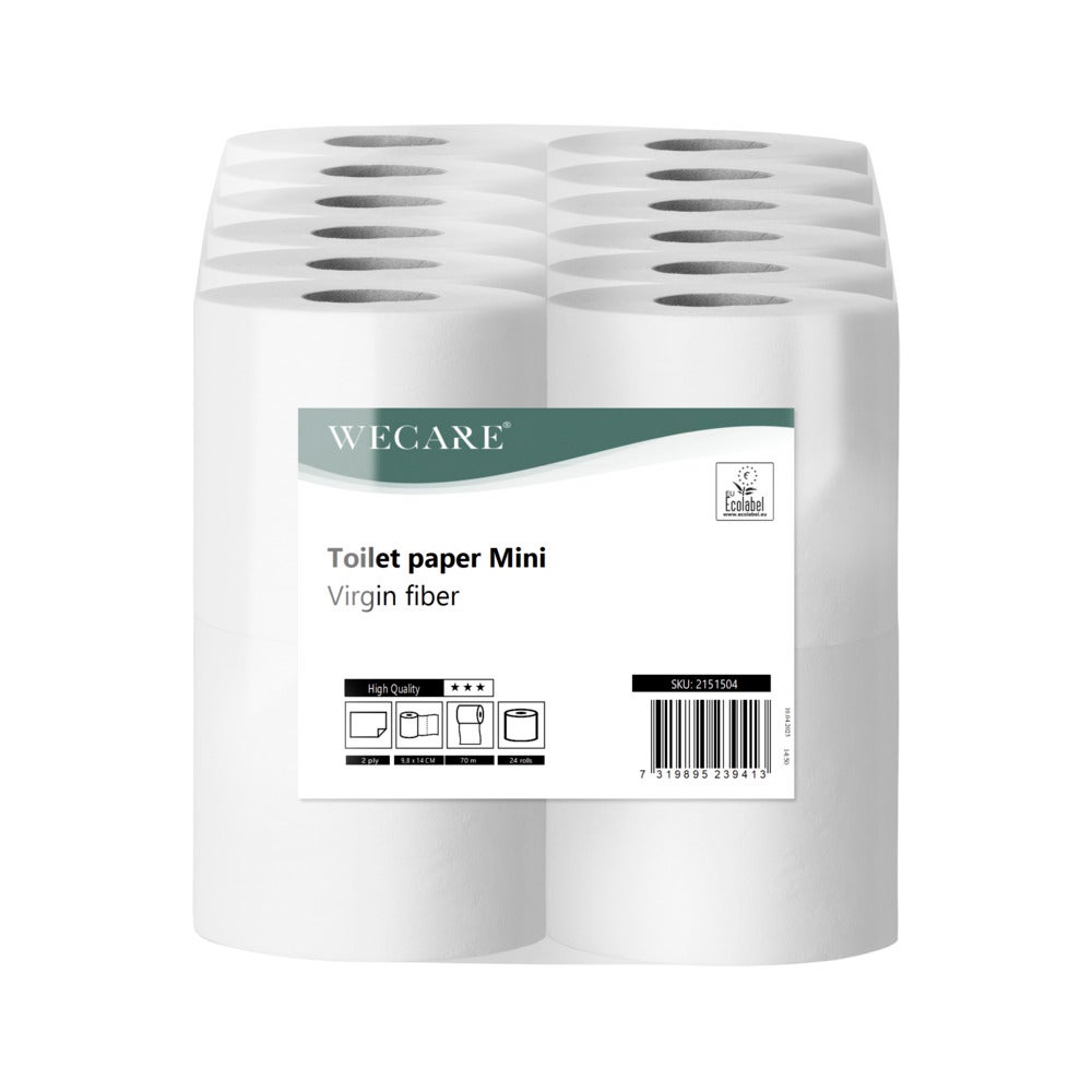 WeCare Toalettpapper Mini, High quality
70m, 2 lag, 24 rullar