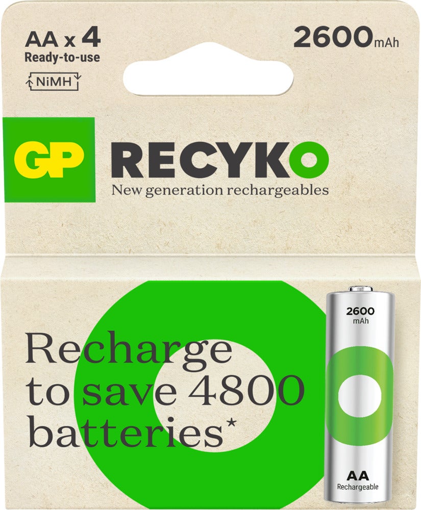 GP ReCyko AA-batteri, 2600mAh