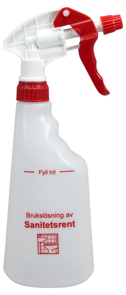 Sprayflaska Text Sanitetsrent Röd trigger 600ml