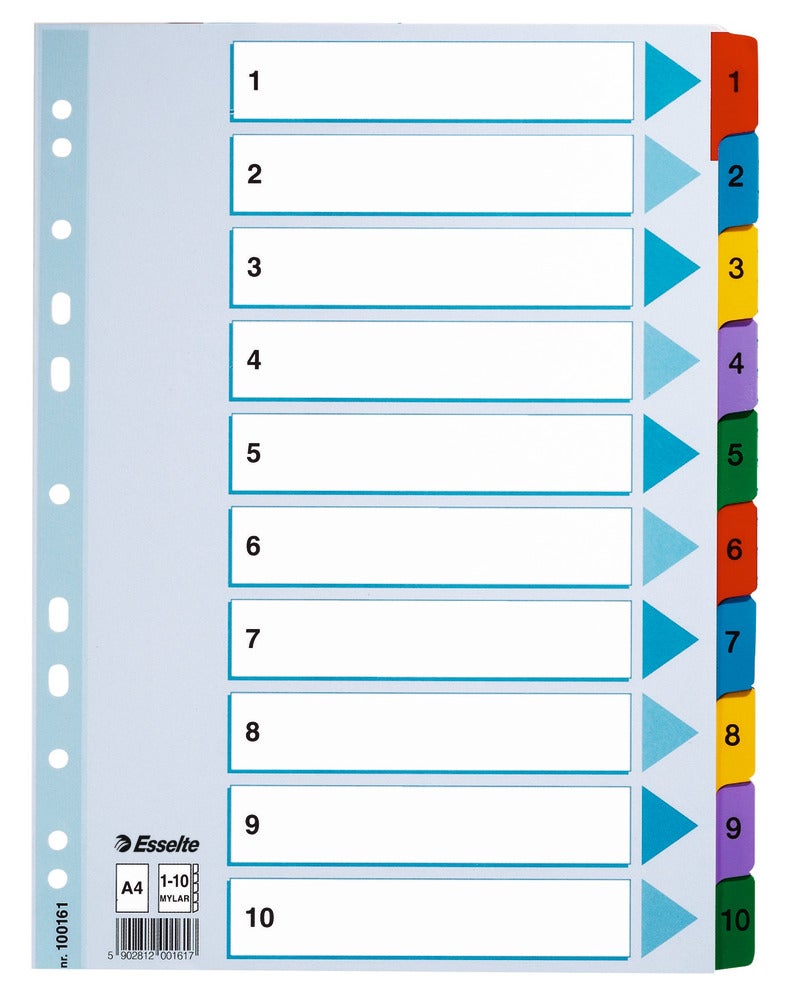 Esselte Pappersregister Mylar 1-10 2-sidigt färgtryck