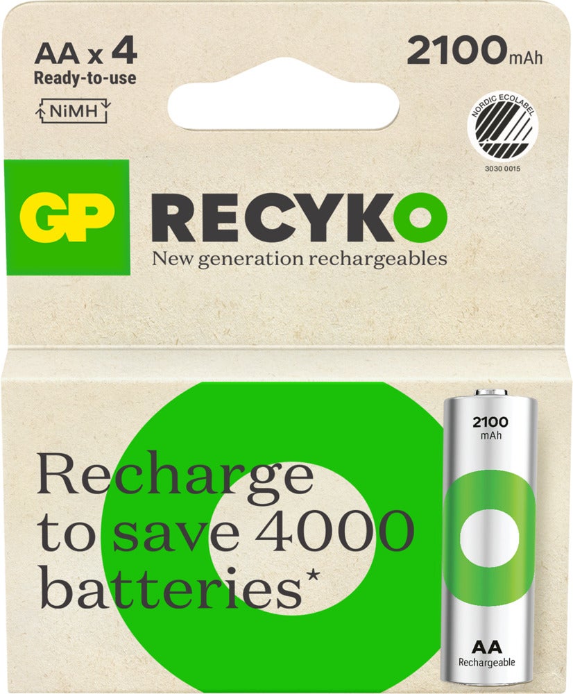 GP ReCyko AA-batteri, 2100mAh