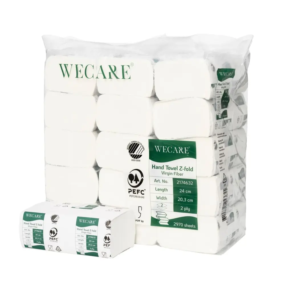 Handduk WeCare 2-lag 24x20,5cm Z-vikt 2970st/krt