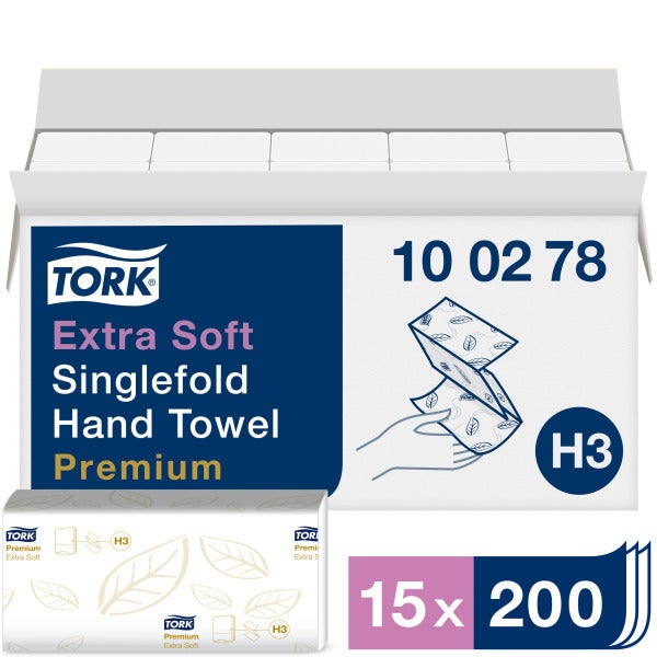 Tork H3 Premium V-vikt 2-lag Handduk Extra Mjuk