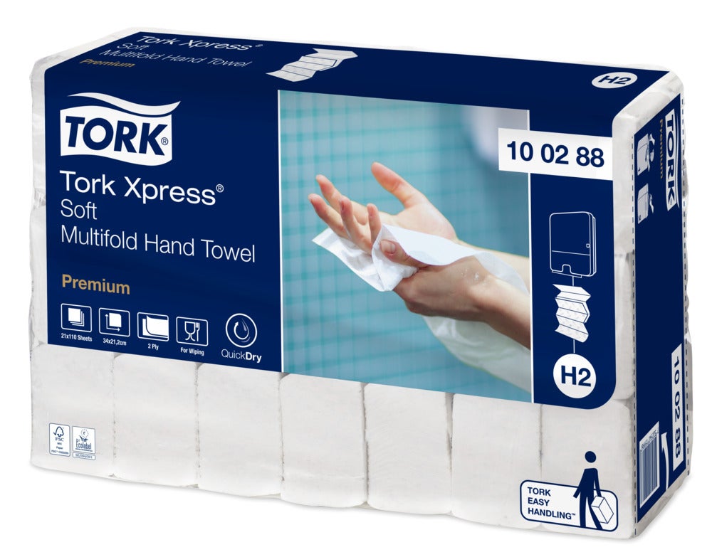 Tork H2 Xpress Premium M-vikt 2-lag Handduk
