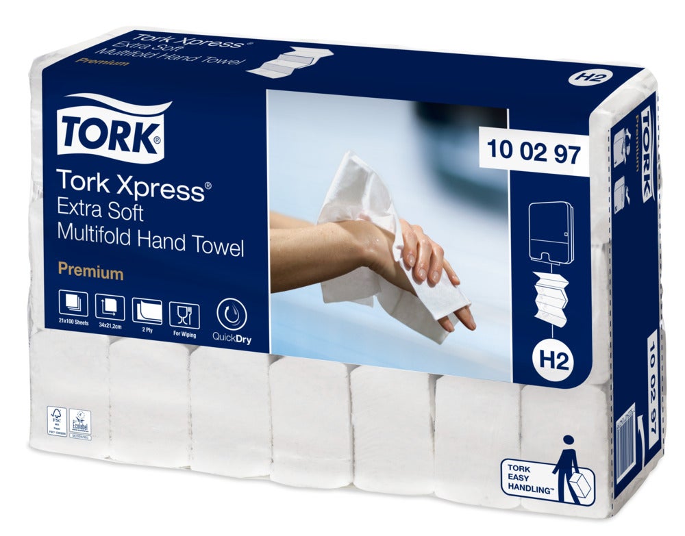 Tork H2 Xpress Premium M-vikt 2-lag Handduk Extra Mjuk