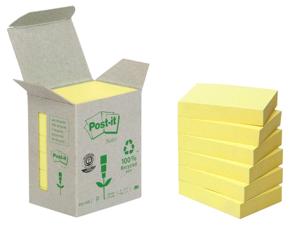 Post-it 100% återvunnet papper